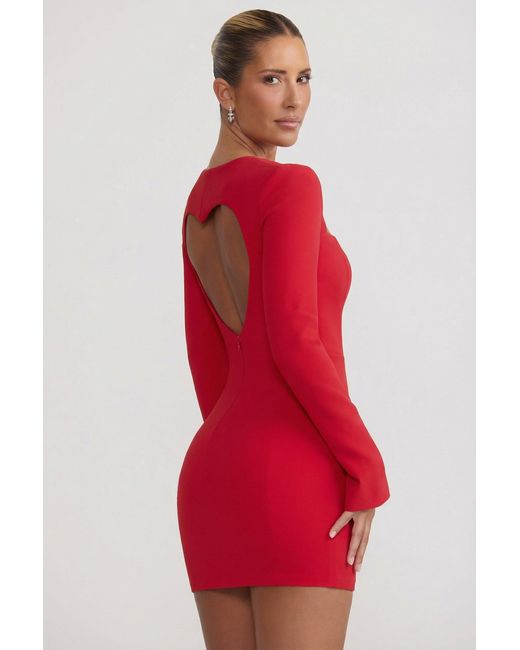 Oh Polly Red Cut-Out Heart-Detail Bodycon Mini Dress