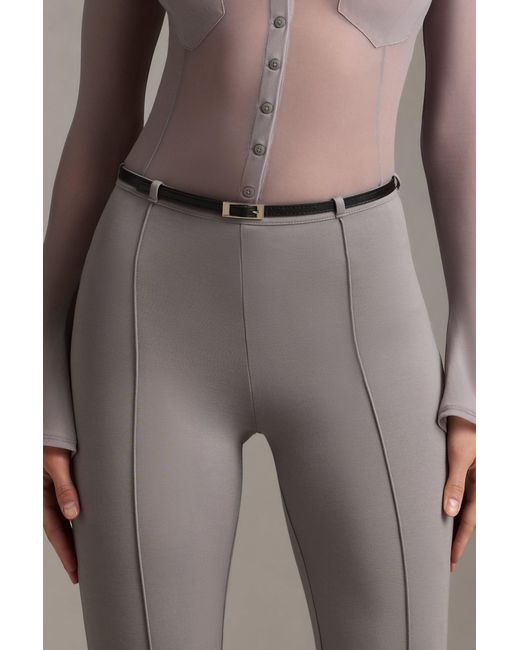 Oh Polly Gray Low-Rise Flared Trousers