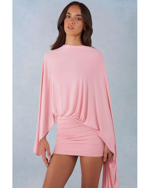 Oh Polly Pink Draped Cape Mini Dress