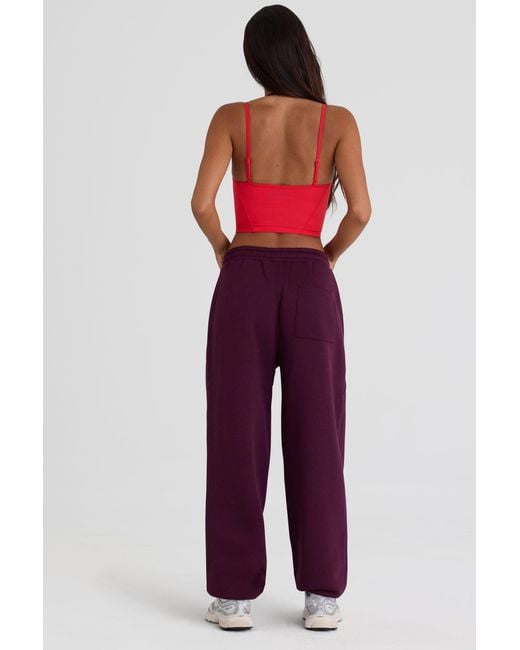 BO+TEE Red Brushed Cotton Jersey Mid-Rise Relaxed Joggers