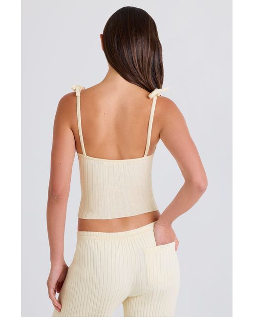 BO+TEE White Ribbed Knit Tie Tank Top