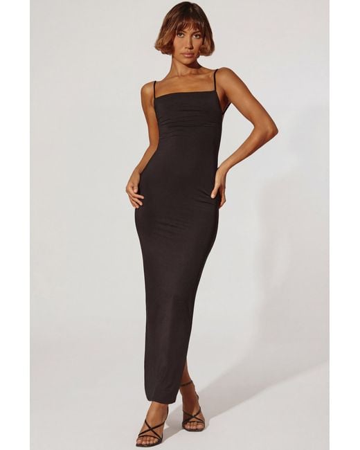 Oh Polly Black Ruched Bodycon Maxi Dress