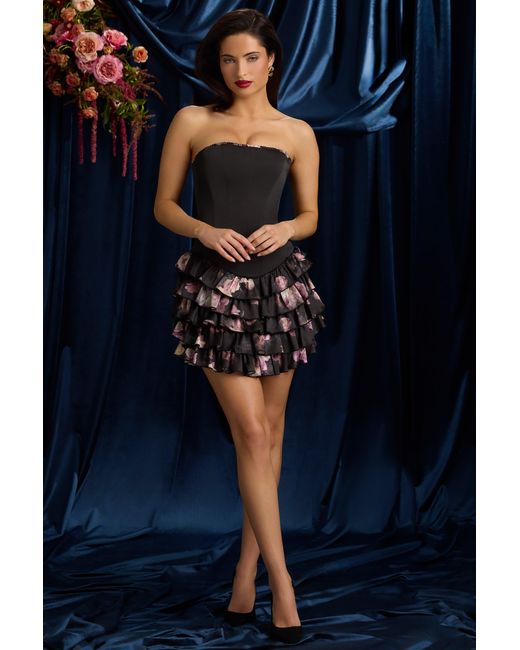 Oh Polly Multicolor Strapless Ruffled Tiered Corset Mini Dress