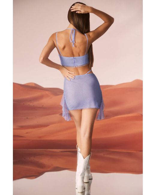 Oh Polly Blue Embellished Strap Detail Mini Skirt