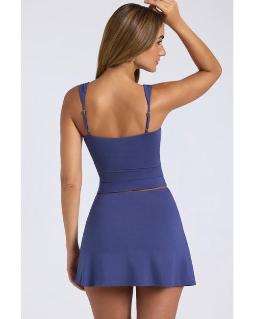 Oh Polly Blue Mid-Rise A-Line Mini Skort