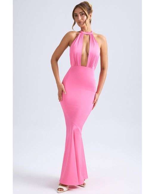 Oh Polly Pink Halterneck Fishtail Gown