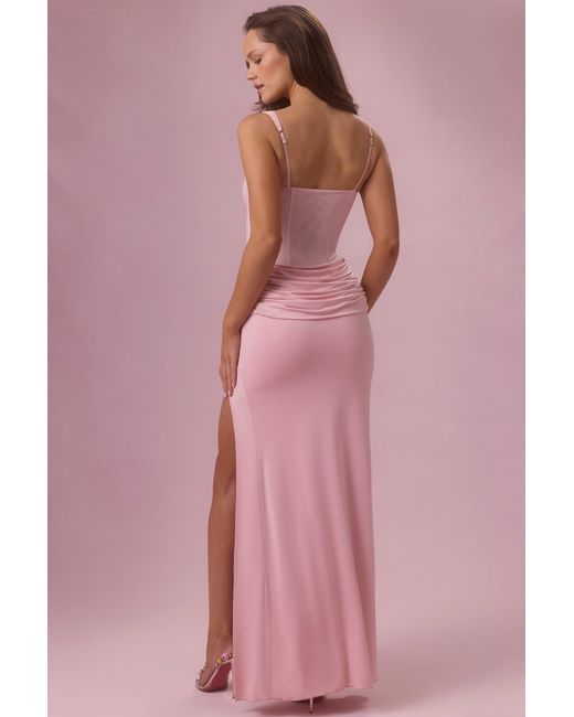 Oh Polly Pink Mesh Draped Bridesmaid Dress