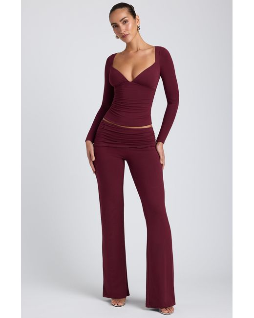 Oh Polly Purple Mid-Rise Straight-Leg Trousers