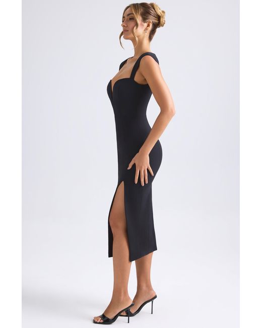 Oh Polly Black Sweetheart-Neck Midaxi Dress