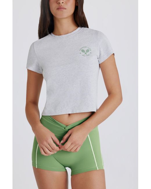 BO+TEE Gray Cropped Graphic T-Shirt