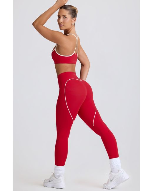 BO+TEE Red Soft Active Mid-Rise Leggings