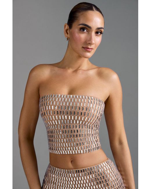 Oh Polly Natural Embellished Bandeau Top