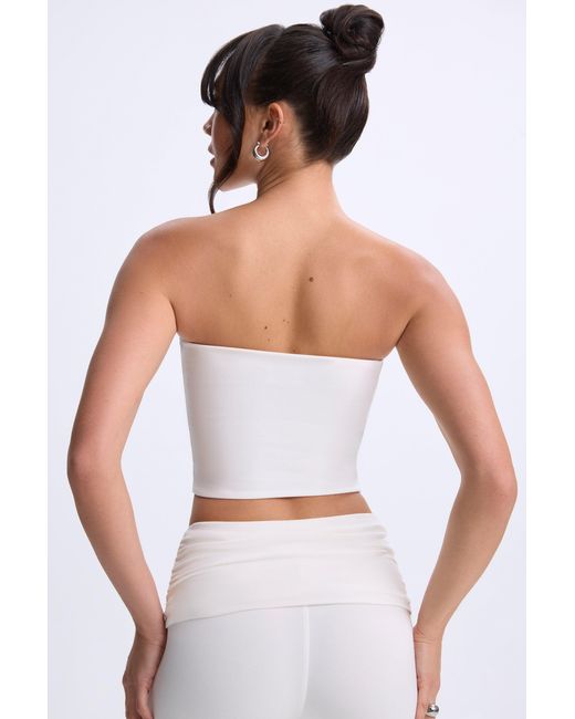 Oh Polly White Modal Twist-Front Bandeau Top