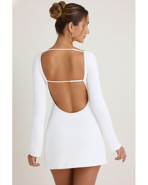 Oh Polly White Cut-Out Long-Sleeve Mini Dress