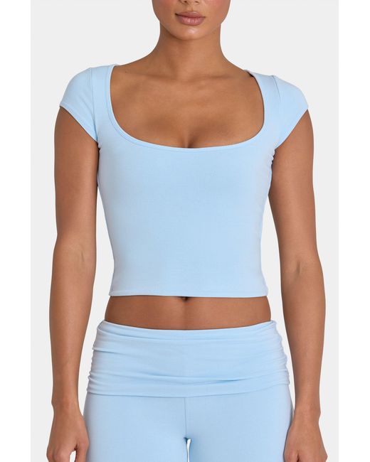 BO+TEE Blue Buttercloud Crop Top