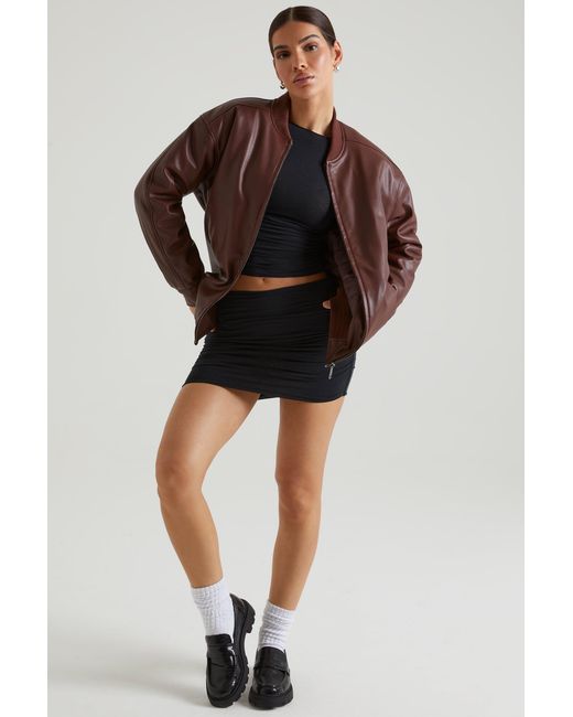 Oh Polly Brown Faux Leather Jacket
