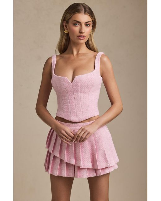Oh Polly Pink Layered Pleated Low-Rise Mini Skirt