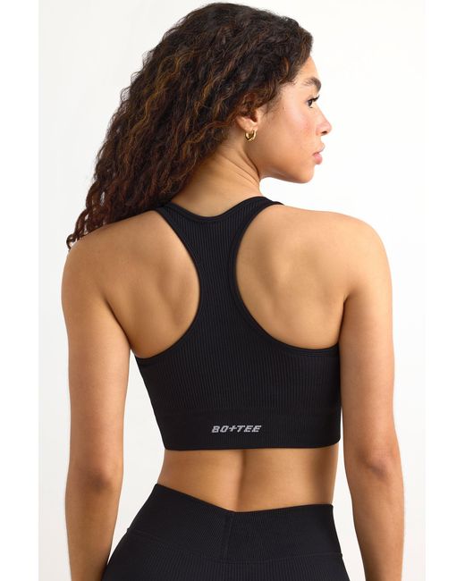 BO+TEE Black Flexirib Racerback Sports Bra
