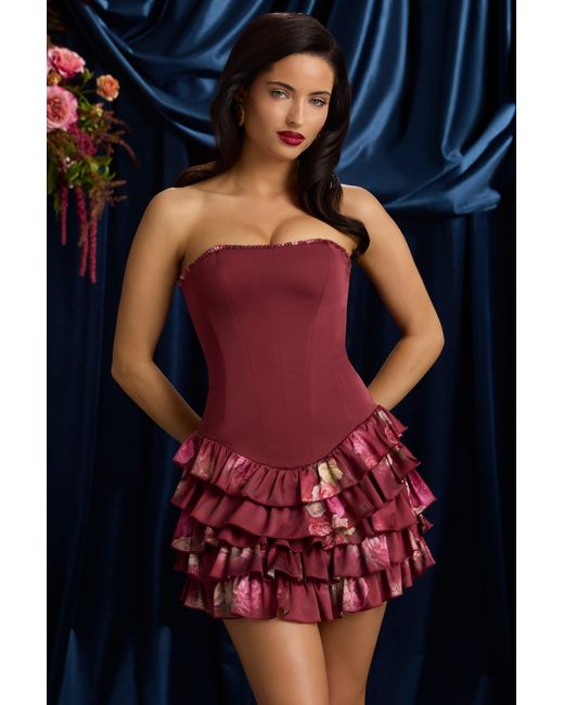 Oh Polly Multicolor Strapless Ruffled Tiered Corset Mini Dress