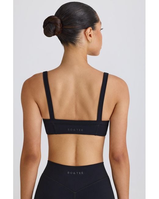 BO+TEE Black Soft Active Contrast-Trim Sports Bra