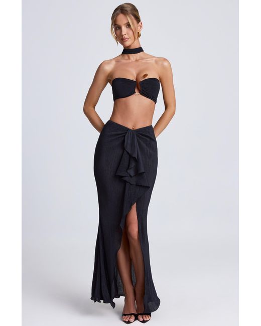 Oh Polly Black Ruffle-Trim Maxi Skirt