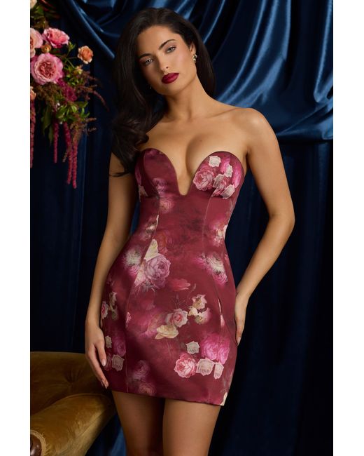 Oh Polly Multicolor Strapless Structured Tulip Mini Dress