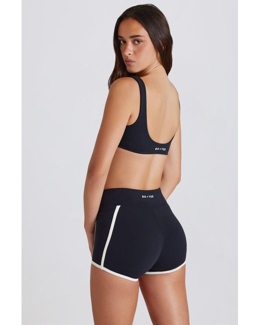 BO+TEE Black Soft Active Contrast Mini Shorts