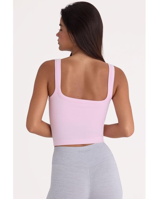 BO+TEE Pink Seamless Soft Rib Square-Neck Tank Top
