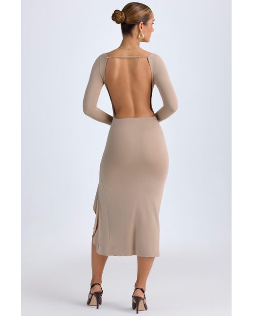 Oh Polly Natural Modal Ruffled Midaxi Dress