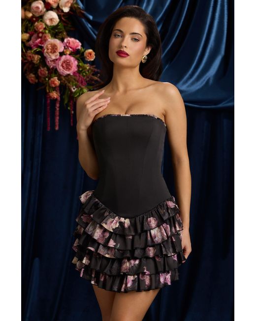 Oh Polly Multicolor Strapless Ruffled Tiered Corset Mini Dress