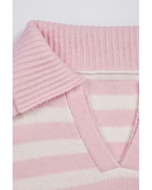 BO+TEE Pink Soft Knit Layered Collar Cropped Jumper