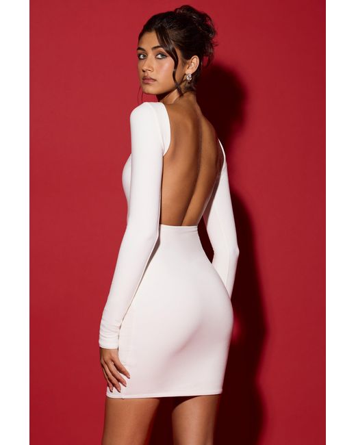 Oh Polly White Modal Open-Back Bodycon Mini Dress