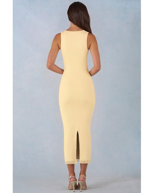 Oh Polly Yellow Modal Lace-Trim Midaxi Dress