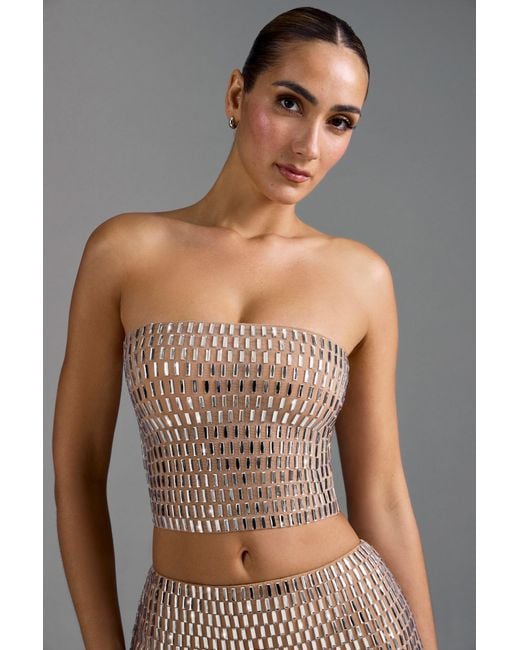 Oh Polly Natural Embellished Bandeau Top