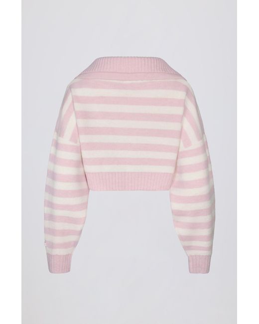 BO+TEE Pink Soft Knit Layered Collar Cropped Jumper