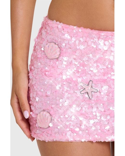 Oh Polly Pink Embellished Mini Skirt