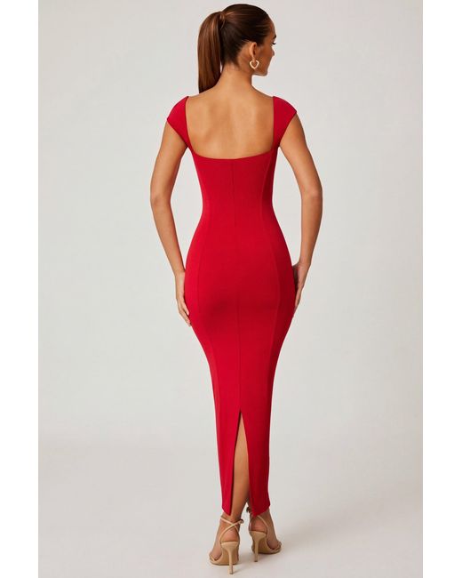 Oh Polly Red Sweetheart Neckline Maxi Dress