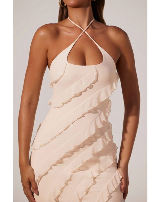 Oh Polly White Cross Strap Ruffle Floor Length Dress