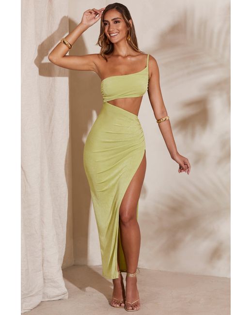 Oh Polly Green One Shoulder Cut Out Maxi Dress