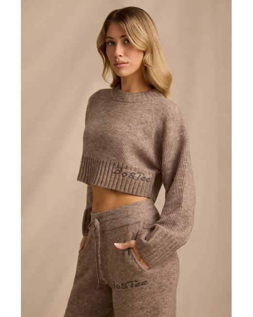 BO+TEE Brown Ribbed Knit Cropped Jumper