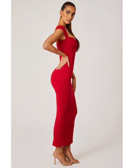 Oh Polly Red Sweetheart Neckline Maxi Dress