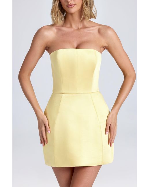 Oh Polly Yellow Bandeau Structured Tulip Mini Dress