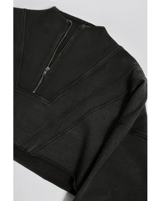 BO+TEE Black Cotton Jersey Acid Wash Cropped Sweatshirt
