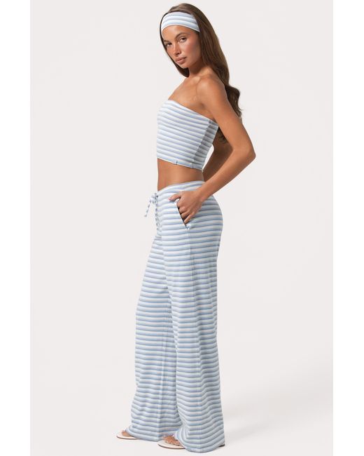 BO+TEE Blue Ribbed Jersey Low-Rise Trousers