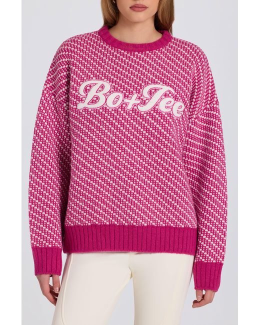 BO+TEE Pink Knit Logo Oversized Jumper