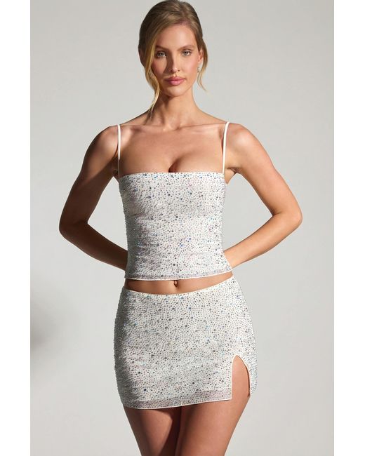 Oh Polly White Embellished Micro Mini Skirt