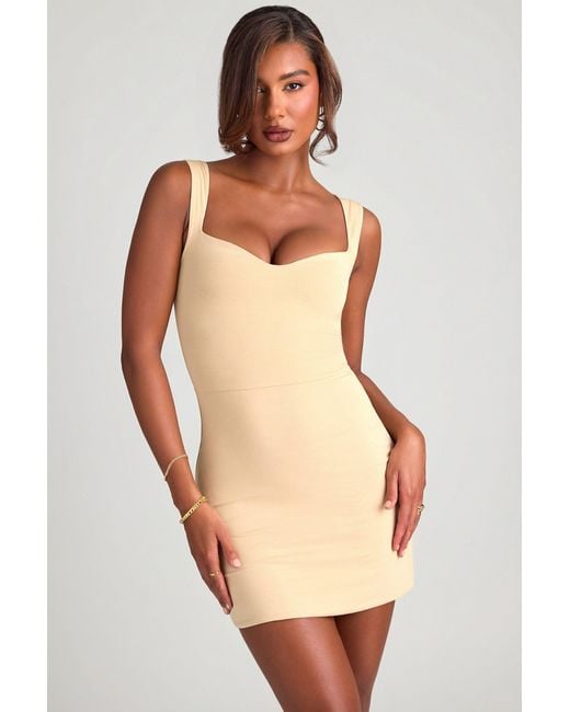 Oh Polly Natural Modal Sweetheart Neckline Bodycon Mini Dress
