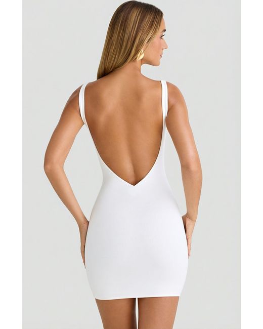 Oh Polly White Modal V-Neck Bodycon Mini Dress