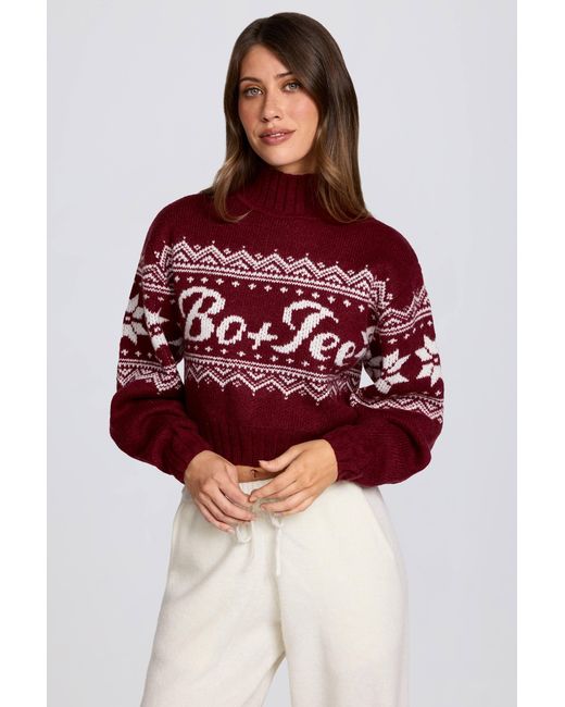 BO+TEE Red Jacquard-Knit Cropped Jumper