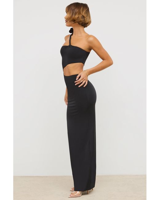 Oh Polly Black Jersey Asymmetric Cut Out Maxi Dress
